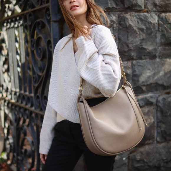 *New* Marley Hobo in Biscotti - Genuine Pebbled Leather